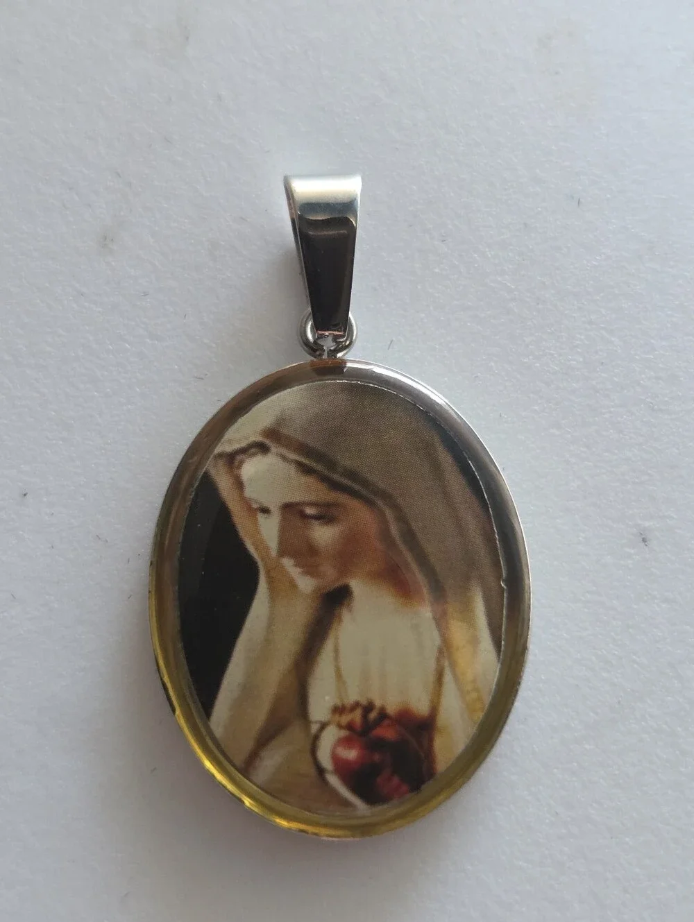 Michael Anthony Cream and Gold Religious Pendant Necklace